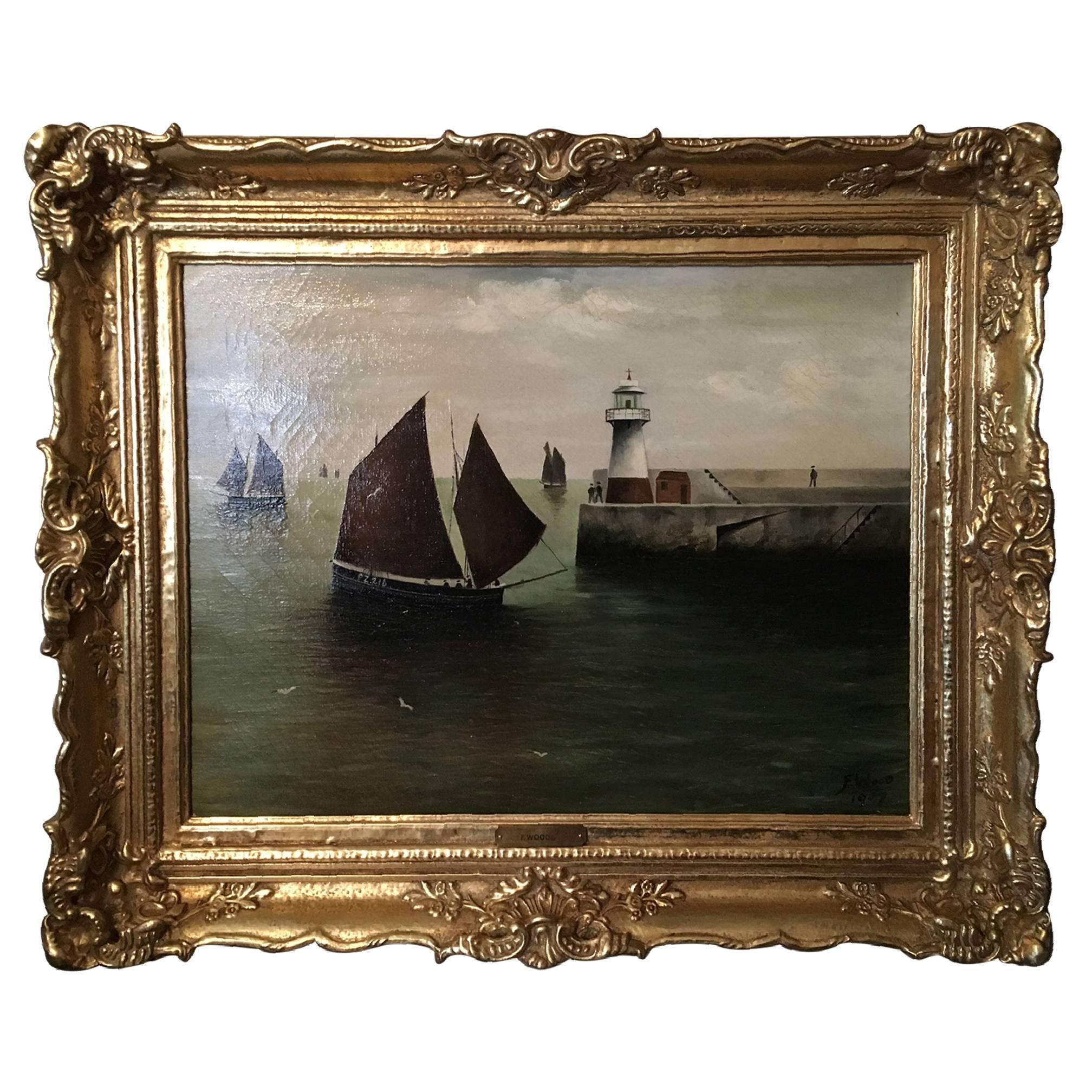 F. Wood Painting, Signed and Dated 1907