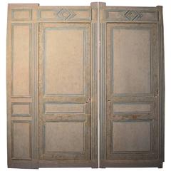 19th Century French Blue and White Painted Paneling 2