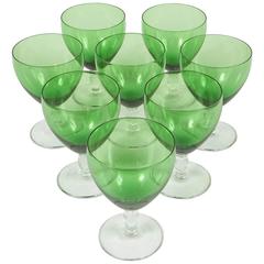 Vintage Green Crystal Wine Glasses