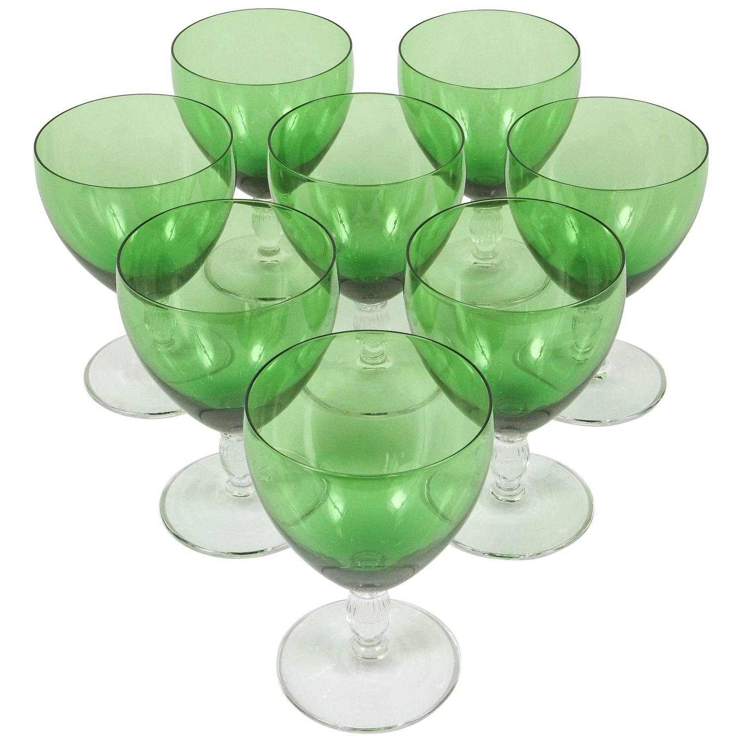 Vintage Green Crystal Wine Glasses at 1stdibs