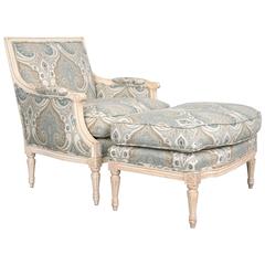 Louise XVI Style Bergere with Ottoman