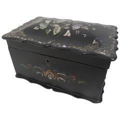 19th Century English Papier Mâché Tea Caddy 8