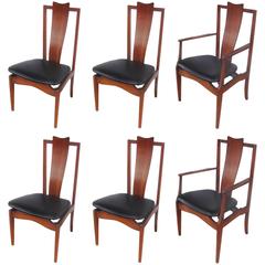 Set of Four Side and Two Armchairs, Mid-Century Modern
