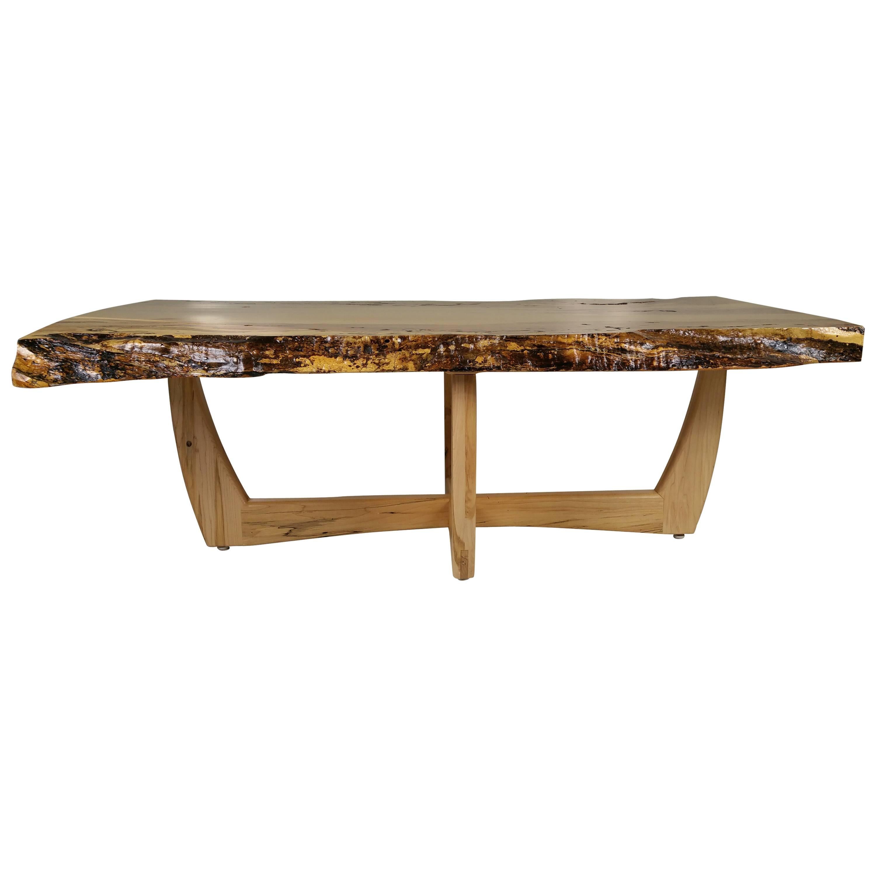 Modernist Figured Spalted Maple Coffee Table by Griff Logan For Sale