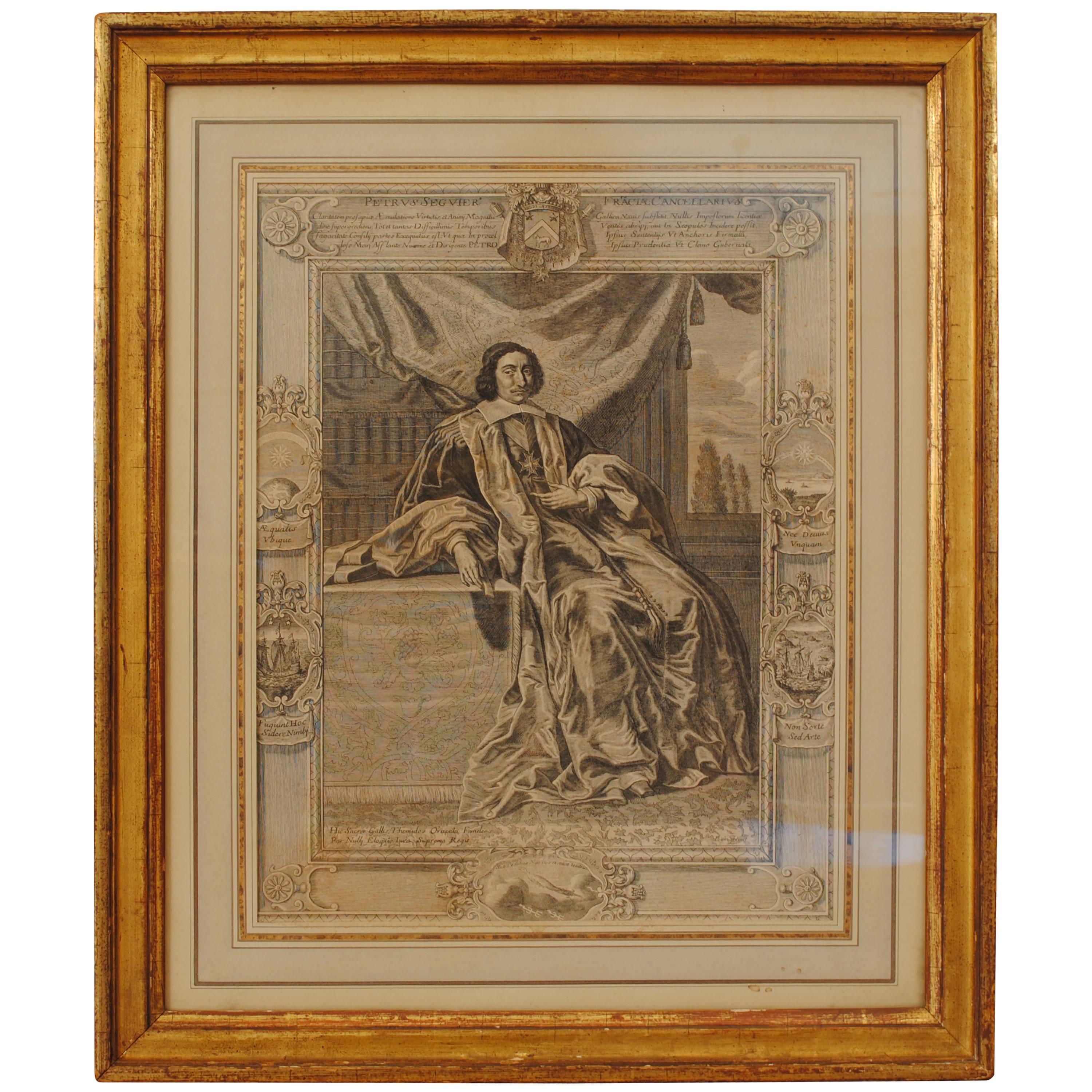 Gravure du milieu du XVIIIe siècle dans un cadre en bois doré du milieu du XIXe siècle  en vente