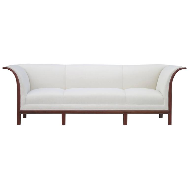 Sofa In Carved Cuban Mahogany And Alpaca Velvet By Frits Henningsen 1930s Sofa In Carved Cuban Mahogany And Alpaca Velvet By Frits Henningsen 1930s