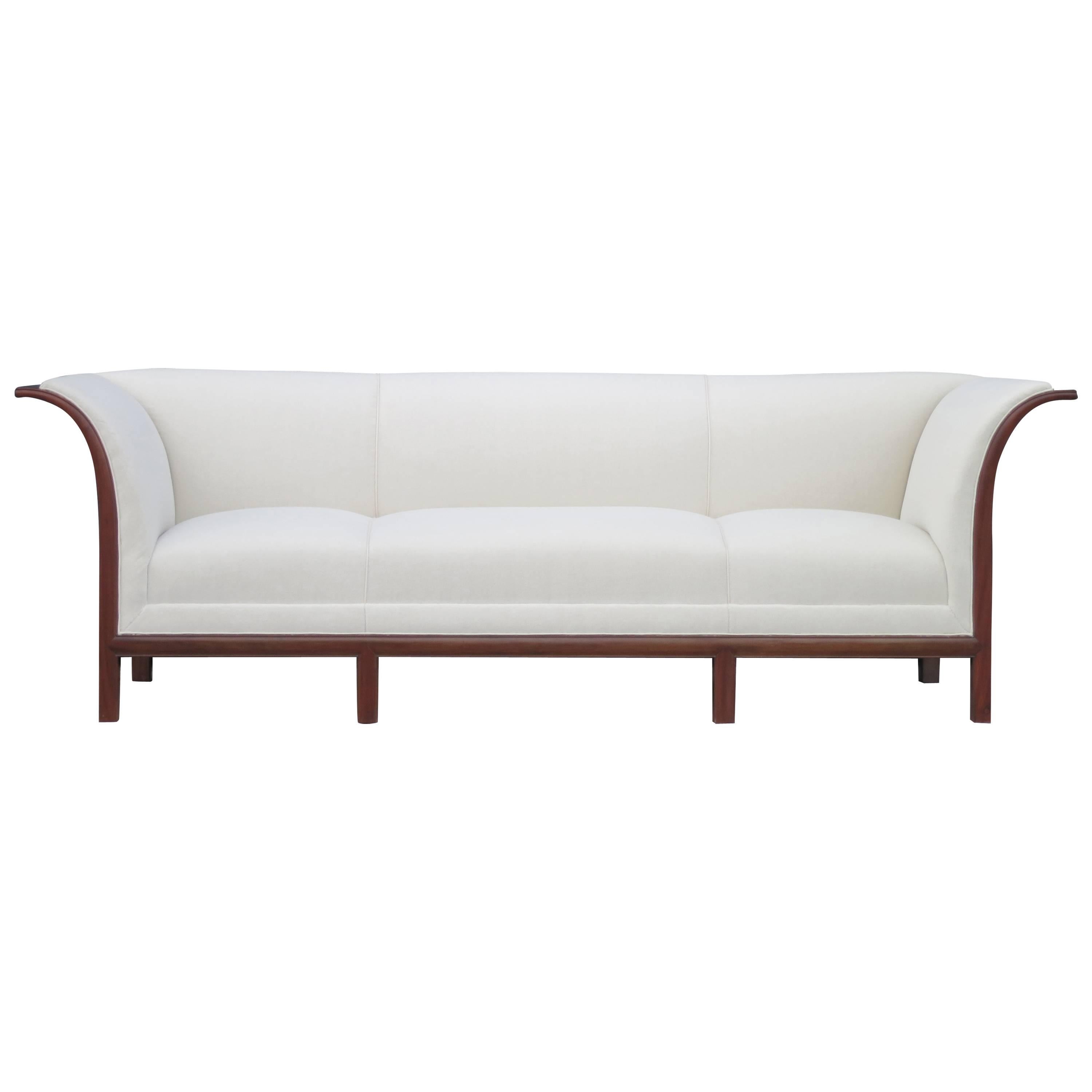 Sofa in Carved Cuban Mahogany and Alpaca Velvet by Frits Henningsen, 1930s  im Angebot