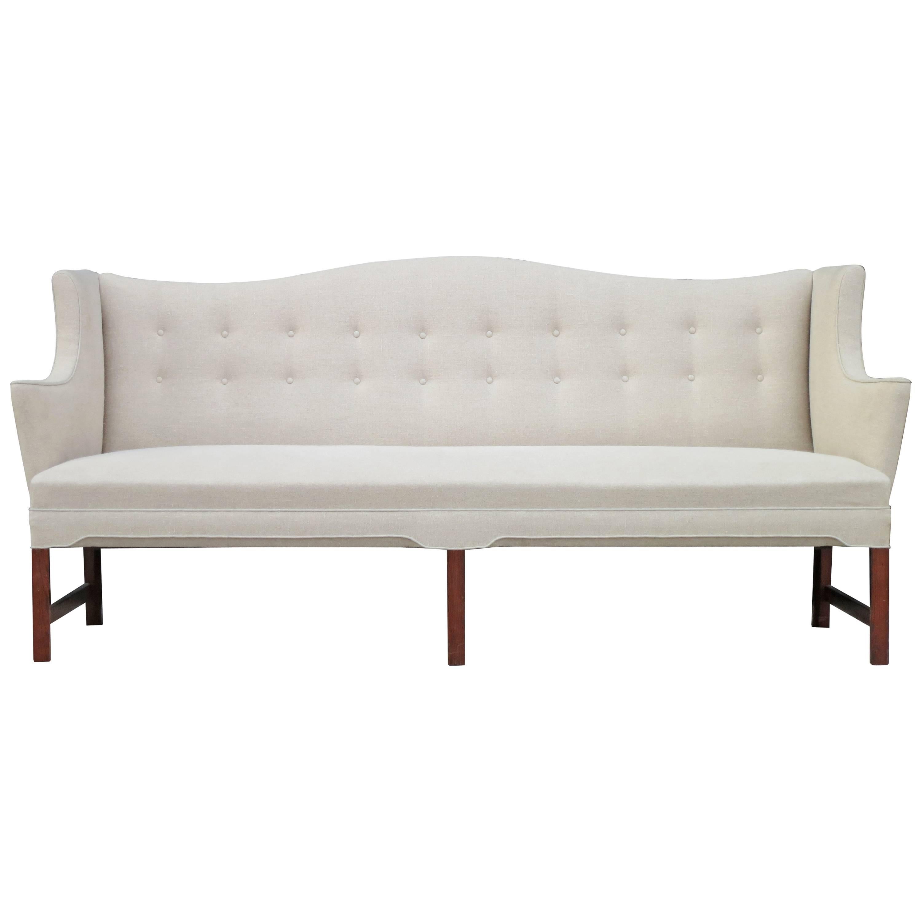 Elegant Camelback Sofa with Brazilian Rosewood Legs by Ole Wanscher