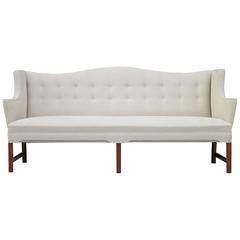 Elegant Camelback Sofa with Brazilian Rosewood Legs by Ole Wanscher