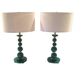Pair of Malachite Lamps
