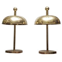 Pair of Art Deco brass lamps