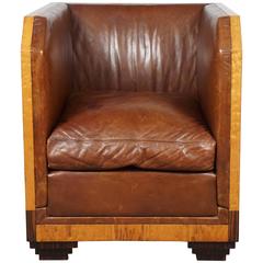 French Art Deco Leather Chair