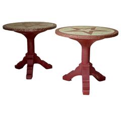 Pair of Terrazzo and Cement Tables with Star Design on Tops - France, 1950s 3