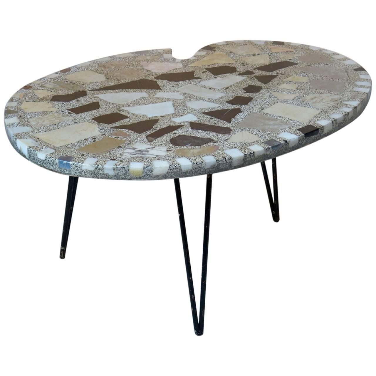 Palette-Shaped Coffee Table with Terrazzo Marble Top - France, 1950s