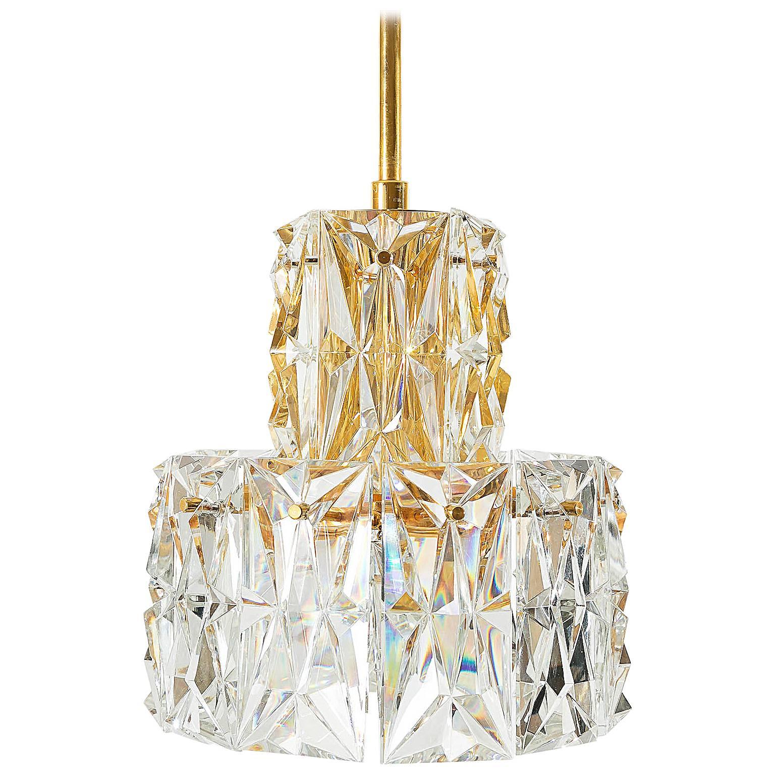 Gilded Brass and Crystal Chandelier by Palwa, 1970