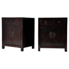 Pair of Chinese Square-Corner Cabinets