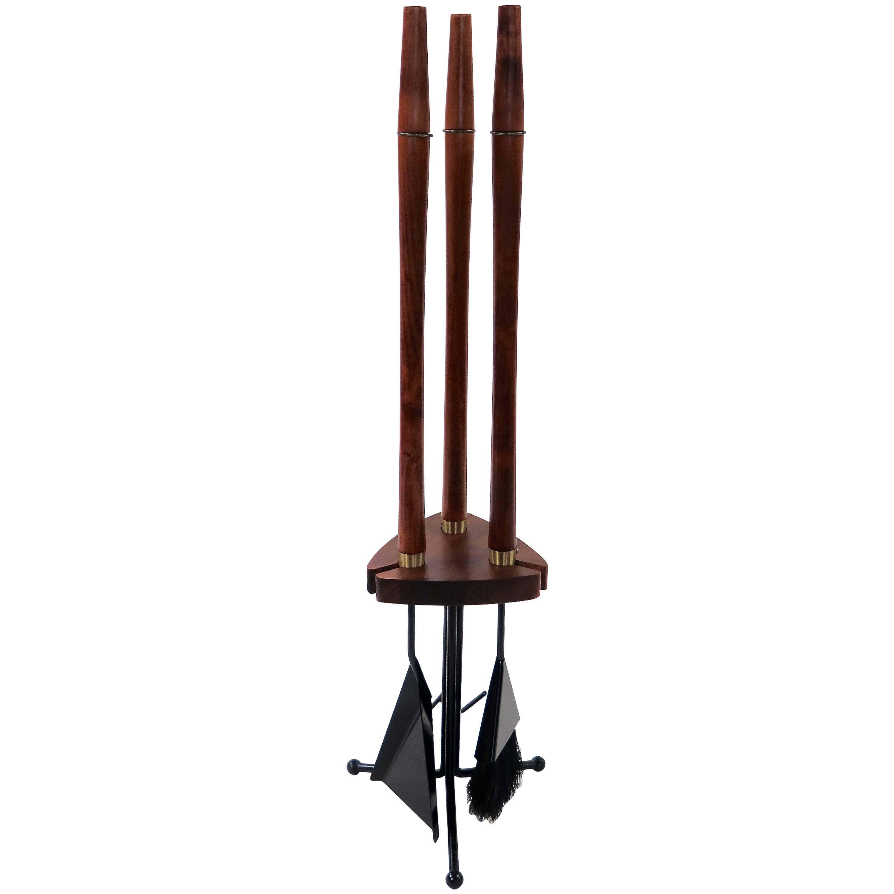 1950 Modern Fireplace Tool Set with Long Handles