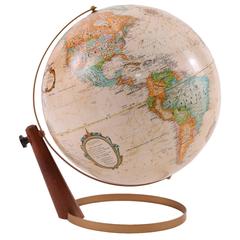 Retro Sculptural Walnut and Brass Globe