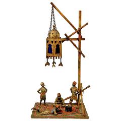 Vienna Bronze Vintage Four Arab Men on Carpet by Franz Bergmann, circa 1905-1910 11