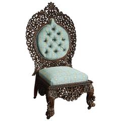 Antique Superb Quality Anglo-Indian Rosewood Upholstered Side Chair