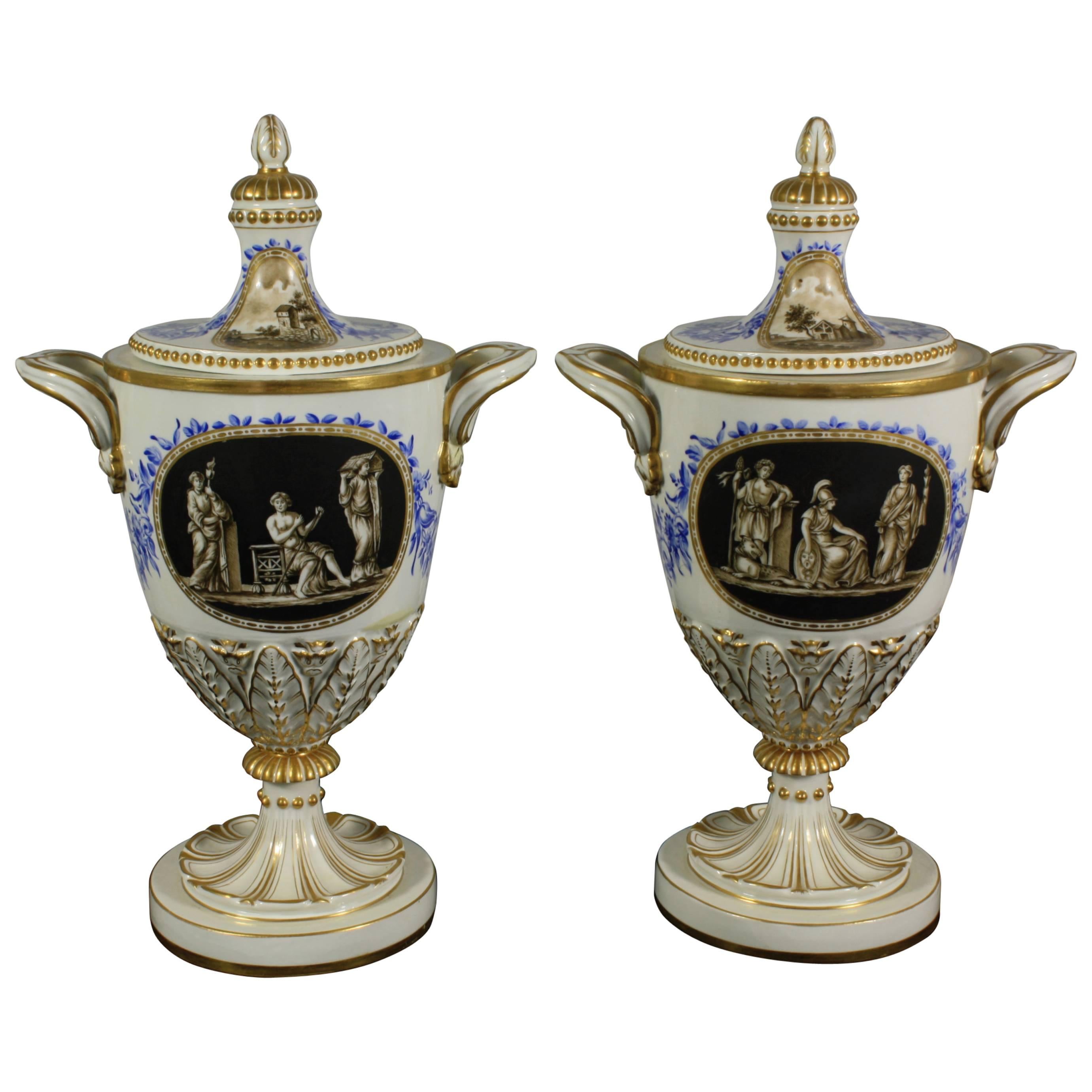 Pair of Neoclassical Italian Lidded Urns