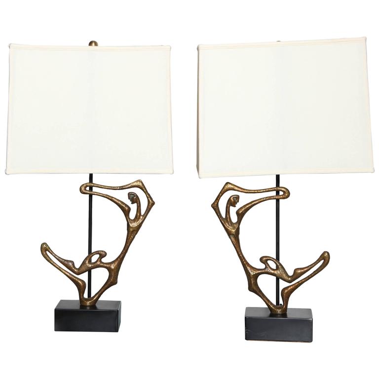 1950s Pair Of Frederick Weinberg Sculpted Solid Bronze R Table Lamps 1950s Pair Of Frederick Weinberg Sculpted Solid Bronze R Table Lamps