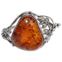 Vintage Sterling Silver Amber Bracelet