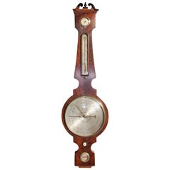Barómetro banjo inglés de caoba Príncipe de Gales, circa 1820