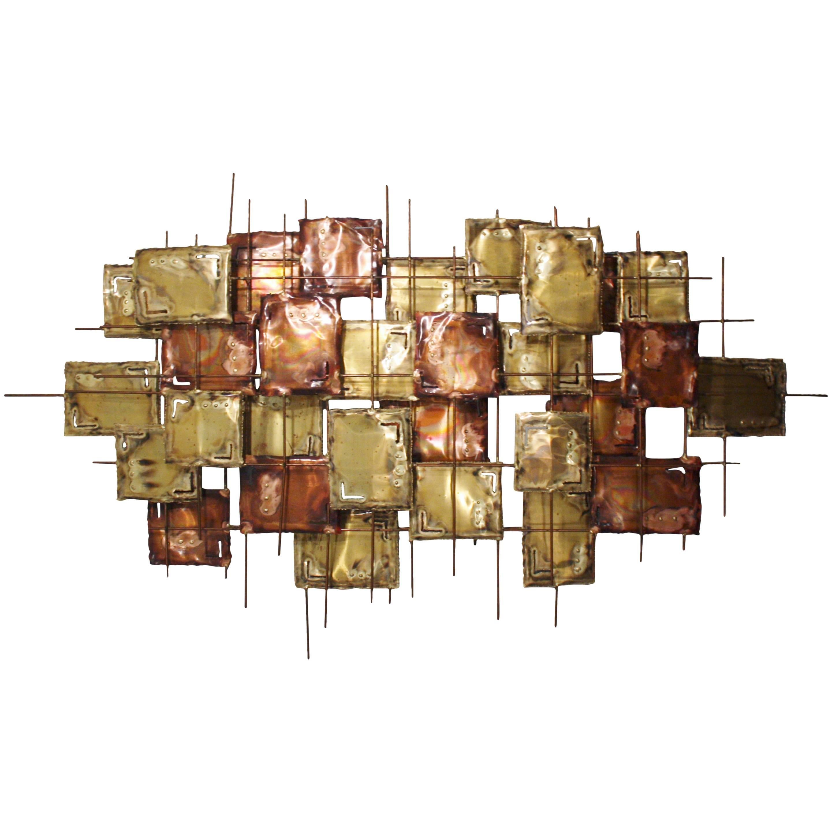 Large Brutalist Copper Wall Art, Signed at 1stDibs