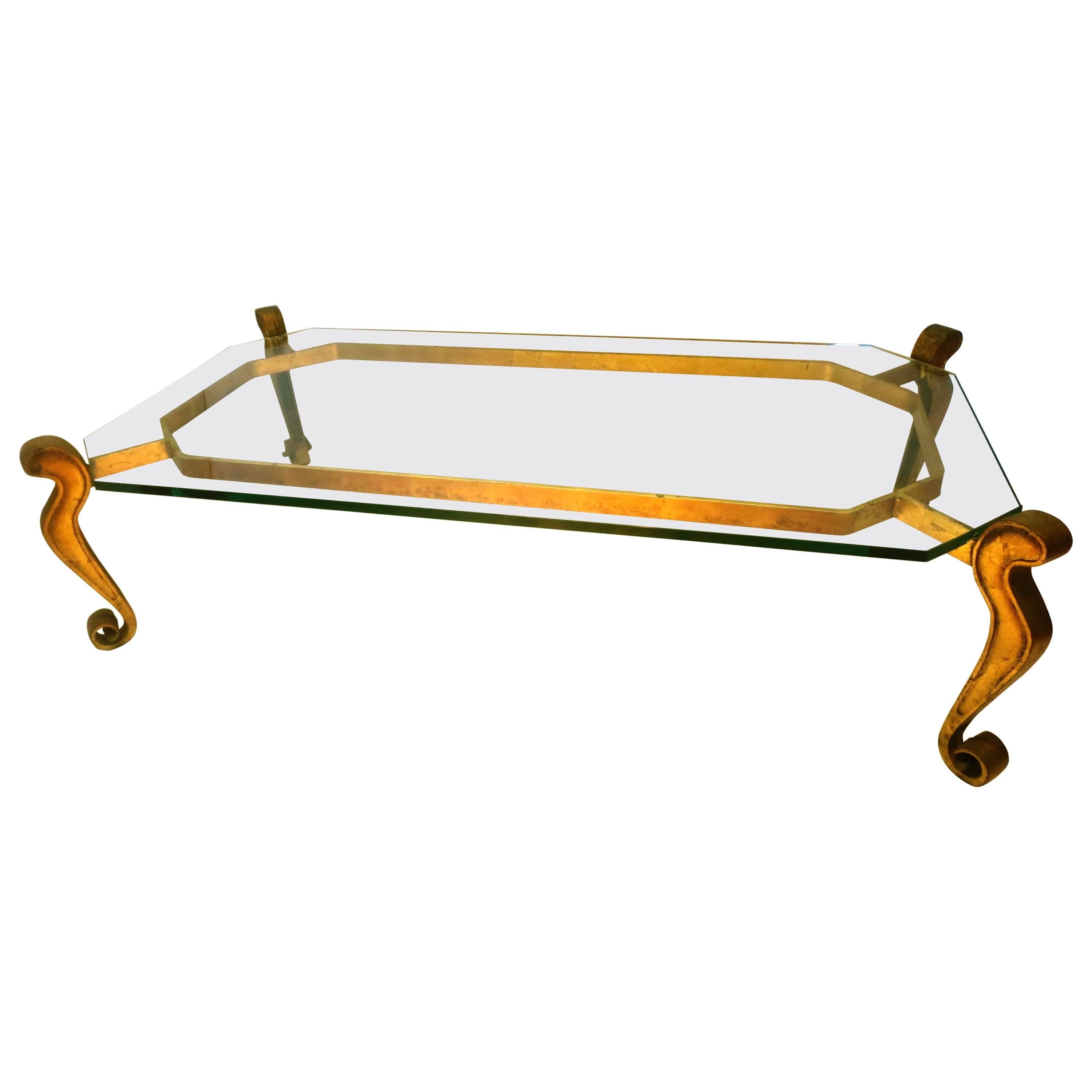 Striking Italian Neoclassical Gold Gilded Large Cast Metal Coffee Table