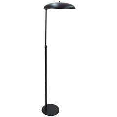 Black Telescope Floor Lamp, Height Adjustable, France, 1950s