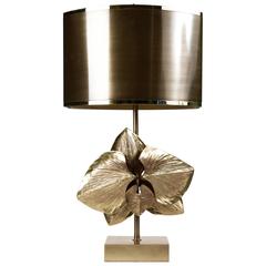 Lampe en Bronze Modèle Orchidée Signée Chrystiane Charles, 1970