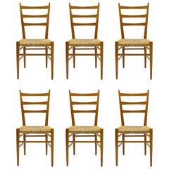 Set of Six Wooden Chairs, Attributed to Gio Ponti, Cassina, Italy, 1950s 1