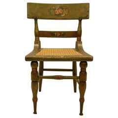 Unique Klismos Federal Tablet Backed Floral Painted Side Chair with Caned Seat