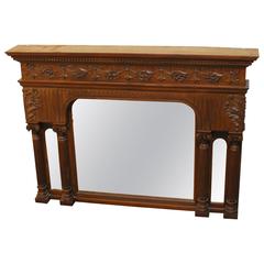 19th Century Neoclassical Carved Overmantel Mirror
