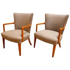 Pair of Mid-Century Modern Upholstered Lounge Chairs
