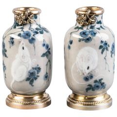 Pair of Silver Mounted French Porcelain Vases, Limoges, circa 1920