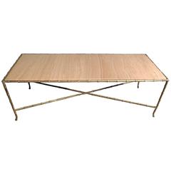 Brass Maison Baguès Faux Bamboo Coffee Table