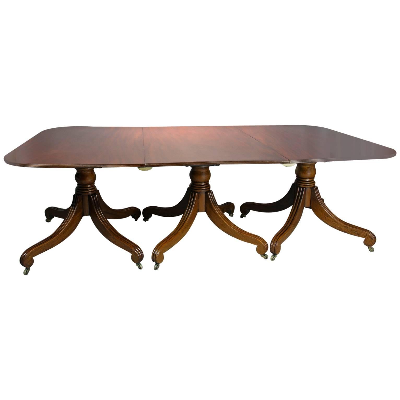 Regency Mahogany Three-Pedestal Dining Table