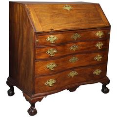 Massachusetts Chippendale Mahogany Slant Lid Desk