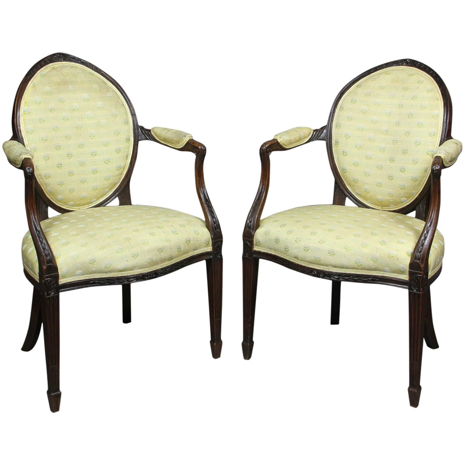 Pair of George III Mahogany Armchairs