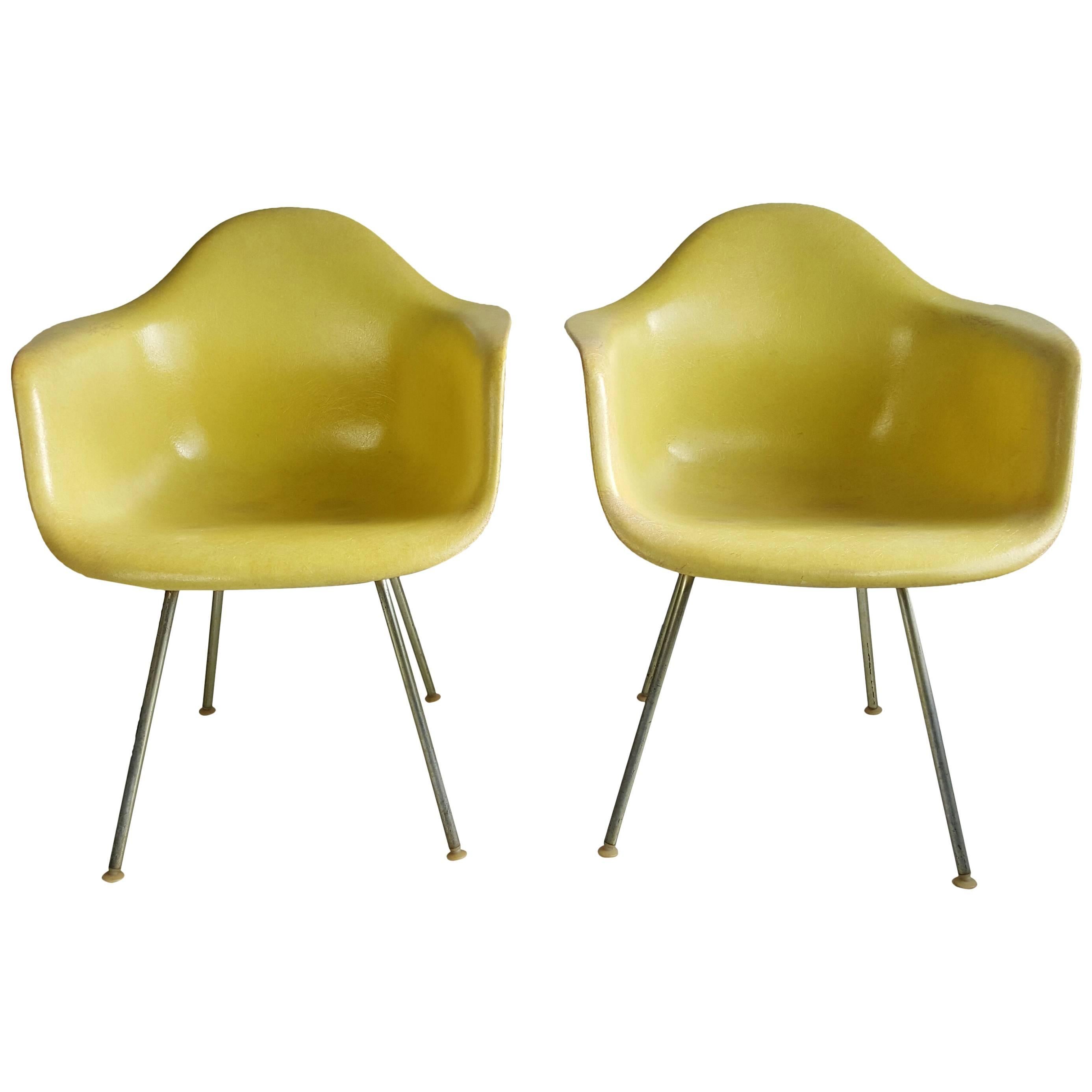 Pair of Charles and Ray Eames "Translucent" Arm Shell Chairs For Sale