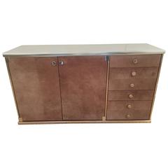Suede and Chrome Credenza by Guido Faleschini 10