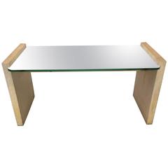Paul Frankl 1930s Studio Coffee Table with Mirror Top and Crackle Finish 9