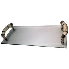 Maitland Smith Tusk Handled Glass Tray