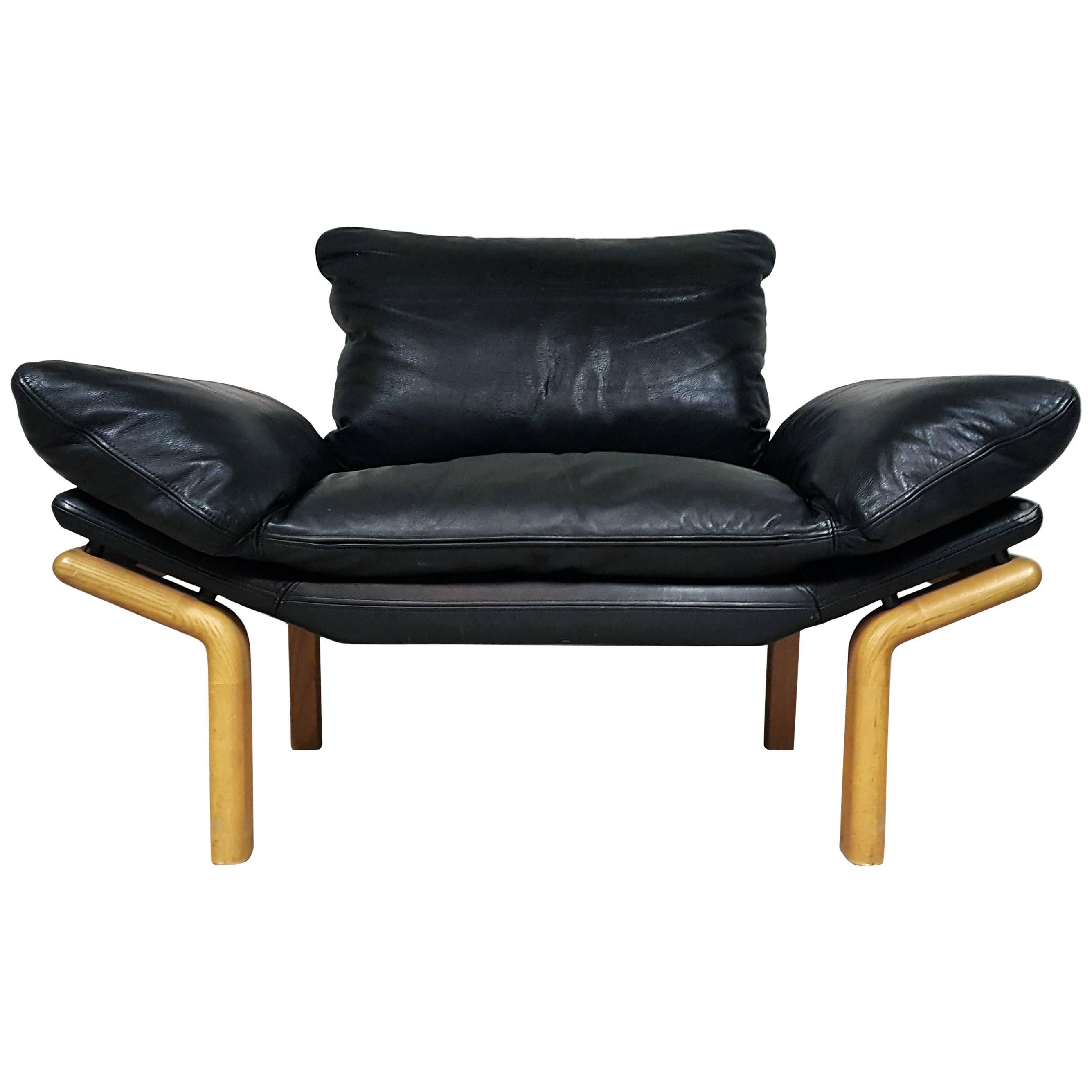 Danish Modern Lounge in Black Leather by Komfort at 1stDibs