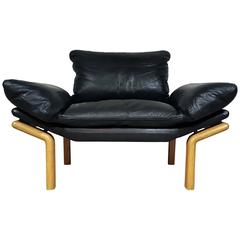 Danish Modern Lounge in Black Leather by Komfort 