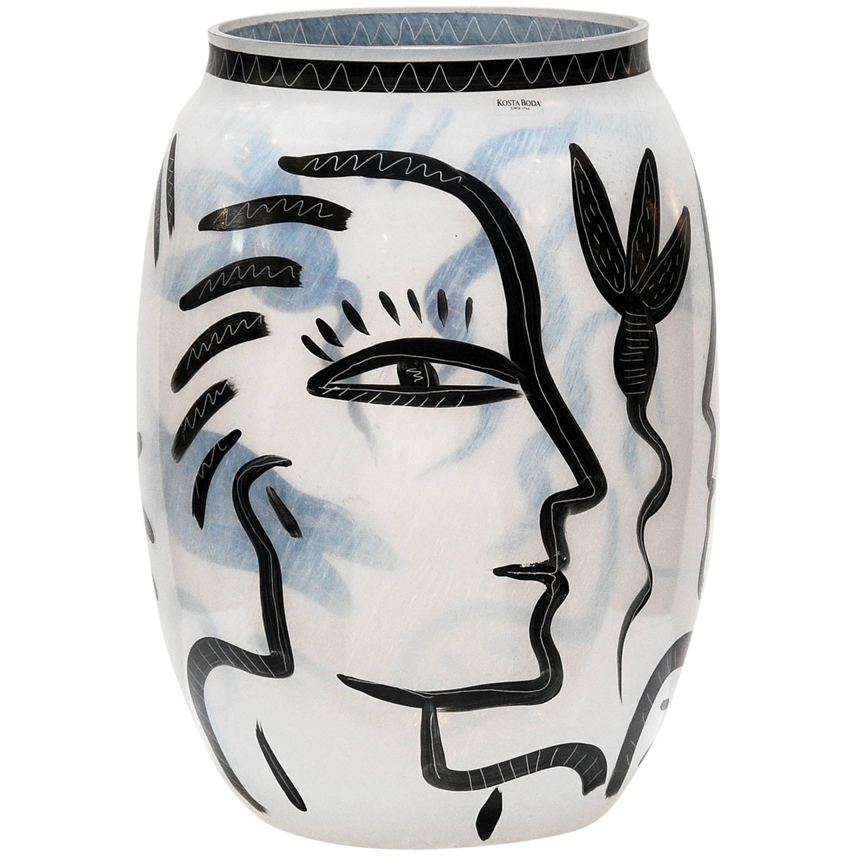 Large Signed Kosta Boda "Caramba Eve" Glass Vase