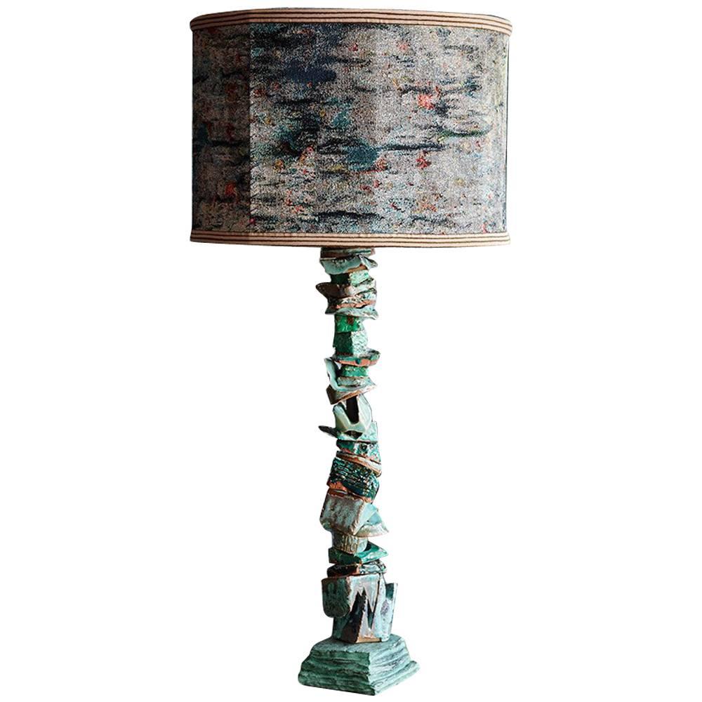Martyn Thompson Studio "Quarry" Lamp in Rockpool Blue Ceramic For Sale