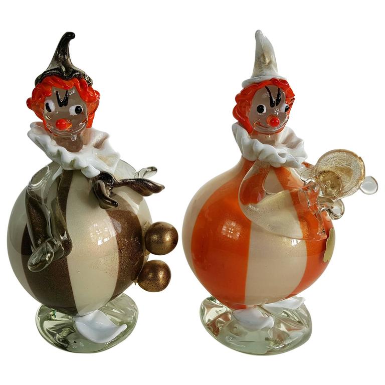 Pair of Glass Clowns by Alfredo Barbini at 1stDibs